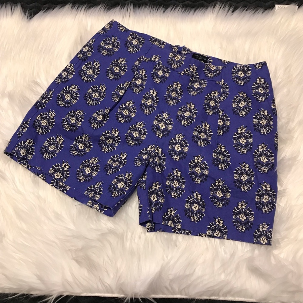 Madewell Floral Woodcut Blue Deck Shorts sz 4